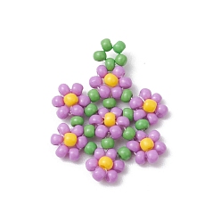 Лиловый Бисер бисерные подвески, цветок подвески, сирень, 23x18x3 мм, отверстие : 1.5 мм