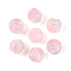 Pink Прозрачные акриловые и блестящие бусины, самородки, розовые, 14x15x15 мм, отверстие : 7 мм
