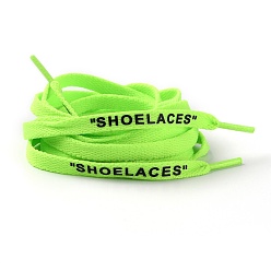Лайм Шнурки из полиэстера на плоской подошве, шнурок для обуви на плоской подошве с надписью, для детей и взрослых, желто-зеленые, 1200x9x1.5 мм, 2 шт / пар