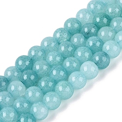 Бирюза Нити из окрашенных стеклянных бусин с эффектом омбре и эффектом кракелюра, имитация драгоценных камней, круглые, бирюзовые, 6~6.5 мм, отверстие : 0.8~1 мм, около 138~146 шт / нитка, 29.92~31.89 дюйм (76~81 см)