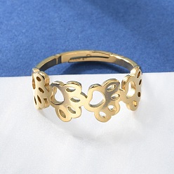 Настоящее золото 18K Ионное покрытие (ip) 201 регулируемое кольцо из нержавеющей стали с отпечатками собачьих лап для женщин, реальный 18 k позолоченный, размер США 6 1/4 (16.7 мм)