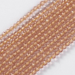 Saddle Brown Glass Beads Strands, Faceted, Round, Saddle Brown, 2x2mm, Hole: 0.4mm, about 193~197pcs/strand, 14.17 inch~15.51 inch(36~39.4cm)