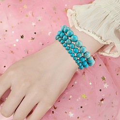Кадет Синий 3шт 3 размер синтетическая имперская яшма круглые браслеты из бисера стрейч набор, украшения из драгоценных камней для женщин, кадетский синий, внутренний диаметр: 2-1/8 дюйм (5.5 см), бусины : 6~10 мм, 1 шт / размер