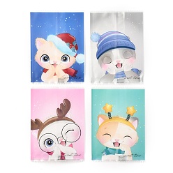 Cat Shape Пластиковые подарочные пакеты, упаковочный пакет для запечатывания машины, пакеты для печенья своими руками, Узор кошки, 9.2~9.5x7x0.02 см, около 100 шт / упаковка