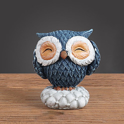 Морской Синий Милое украшение для дома из смолы, сова, Marine Blue, 80x65x50 мм