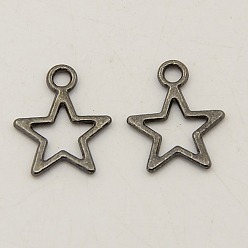 Черный Цвет Металла Подвески из сплава в тибетском стиле, звезда, металлический черный , без свинца и без кадмия, 14.5x12x1 мм, отверстие: 2 мм