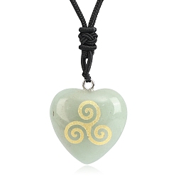 Зеленый Авантюрин Ожерелья с подвеской из натурального зеленого авантюрина ко Дню Святого Патрика, сердце, 26.77 дюйм (68 см)