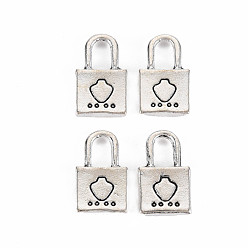Antique Silver Tibetan Style Alloy Pendants Rhinestone Settings, Cadmium Free & Lead Free, Lock, Antique Silver, Fit For 0.8mm Rhinestone, 14.5x8.5x2mm, Hole: 3x5mm, about 890pcs/1000g