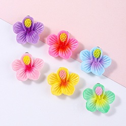 (52) Непрозрачная лаванда Непрозрачные подвески смолы, цветок, с железной платиной петлей, градиент цвета, разноцветные, 27.5~29x26.5~28.5x7.5~8 мм, отверстие : 2 мм
