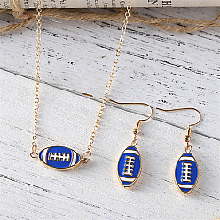 Синий Комплекты ожерелий и серег с подвесками из цинкового сплава в стиле регби и эмали, золотые, синие, 450 мм