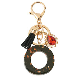 Letter O Resin Keychains, with Lobster Claw Clasps, Light Gold, Letter O, 102mm, Letter: 43.5x39x7.5mm