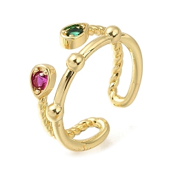 Настоящее золото 18K Кольца-манжеты из латуни с микропаве из кубического циркония для женщин, без кадмия и без свинца, долговечный, реальный 18 k позолоченный, 8 мм