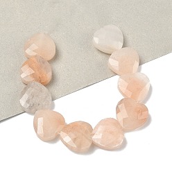 Розовый Авантюрин Натуральный розовый авантюрин бисер нитей, граненые, сердце, 14.5~15x15~15.5x5.5~6 мм, отверстие : 1 мм, около 10 шт / нитка, 5.51~5.71'' (14~14.5 см)