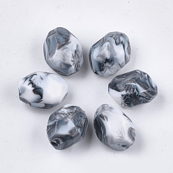 Schiefer grau Acryl-Perlen, Nachahmung Edelstein-Stil, Ton zwei, Nuggets, Schiefer grau, 20.5x17x13.5 mm, Bohrung: 3 mm, ca. 195 Stk. / 500 g