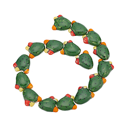 Зеленый 16шт. фарфоровые бусины ручной работы, кактус, зелёные, 21x19x9 мм, отверстие : 1.5 мм