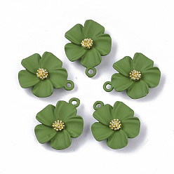 Зеленый Акриловые подвески краскораспылительные, цветок, зелёные, 23.5x19.5x6 мм, отверстие : 1.8 мм