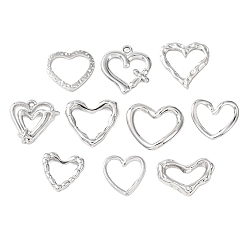 Нержавеющая Сталь Цвет 10 шт. 304 подвески из нержавеющей стали, шарма сердца, цвет нержавеющей стали, 14~19x15~20x1.5~5 мм, отверстие : 1.6~2 мм