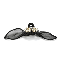 Черный Заколки для волос из полиэстера, смолы и стразов., кружева бантом, чёрные, 27x44.5x27.5 мм