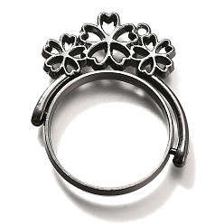 Черный Цвет Металла Подвесные подвески из сплава, для diy уф смолы, эпоксидная смола, без кадмия, без никеля и без свинца, плоские круглые с цветком, металлический черный , 36.5x32x3.5 мм, отверстие : 1.5 мм