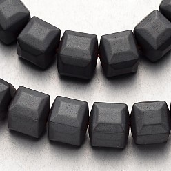 Original Color Non-magnetic Synthetic Hematite Bead Strands, Frosted, Cube, Original Color, 8x8x8mm, Hole: 1mm, about 51pcs/strand, 15.7 inch
