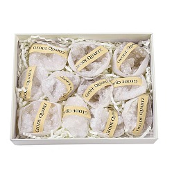 Кварц Образец минерала из рога изобилия из природного кварца, кластер необработанных кристаллов, Целебный кристалл в подарок для домашнего декора, с бумажной коробкой, 65~72x37.5~62.5x17~25 мм