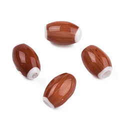 Terre De Sienne Brins de perles à chalumeau manuels, ovale, Sienna, 10.5~11.5x7.5~8mm, Trou: 1.2~2mm, Environ 34~37 pcs/chapelet, 15.75 pouces ~ 15.94 pouces (40~40.5 cm)