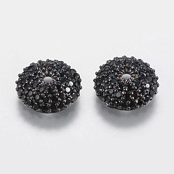 Gunmetal Brass Micro Pave Cubic Zirconia Bead Cap, Apetalous, Gunmetal, 10.5x3mm, Hole: 1mm