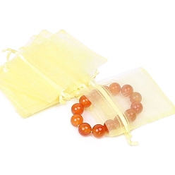 Желтый Подарочные пакеты из органзы с кулиской, мешочки для украшений, свадебная вечеринка рождественские подарочные пакеты, прямоугольные, желтые, 9x7 см