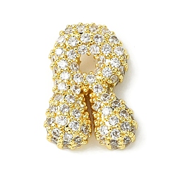 Letter R Подвески из латуни с покрытием из прозрачного кубического циркония, без кадмия и без свинца, долговечный, алфавит, реальный 18 k позолоченный, Буква R, 16x12x5 мм, отверстие : 3x1.8 мм