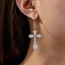 Платина Сплав мотаться серьги, крестик, платина, 60x24 мм