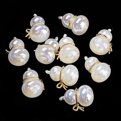 Snow Acrylic Imitation Shell Beads, with Alloy Findings, Gourd, Snow, 19x13x12mm, Hole: 1mm