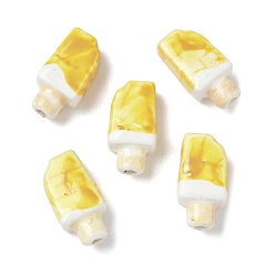 Желтый Фарфоровые бусины ручной работы, пастельный фарфор, мороженое, желтые, 15.5x8x6 мм, отверстие : 1.8 мм