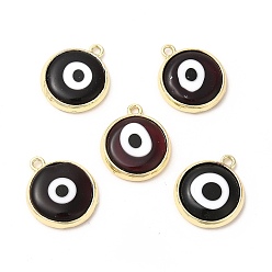 Черный Подвески лэмпворк ручной работы, с фурнитурой латунной золотого тона, без кадмия и без свинца, злые глаза, чёрные, 16x13.5x3 мм, отверстие : 1.4 мм