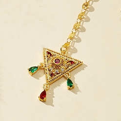 Золотой Медные заколки для волос индийские цепочки на лоб, треугольные, свадебное украшение для головы из кубического циркония, золотые, 127x23 мм