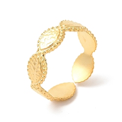 Настоящее золото 18K Ионное покрытие (ip) 304 открытая манжета из нержавеющей стали с конским глазом для женщин, реальный 18 k позолоченный, размер США 7 1/4 (17.6 мм)