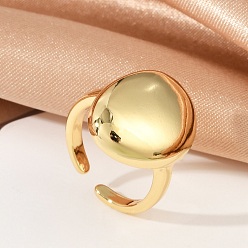 Настоящее золото 18K Овальные латунные открытые манжеты для женщин, без кадмия и без свинца, реальный 18 k позолоченный, 19.5x16 мм, внутренний диаметр: регулируемый