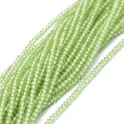 Peridot Natural Peridot Beads Strands, Faceted, Rondelle, 1.5~1.8x1mm, Hole: 0.5mm, about 274pcs/strand, 15.3 inch(39cm)