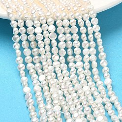 Белый Навахо Нити из натурального культивированного пресноводного жемчуга, двух сторон полированной, класс 7а+, навахо белый, 5~5.5 мм, отверстие : 0.5 мм, около 76 шт / нитка, 13.78 дюйм (35 см)