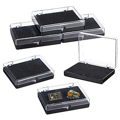 Rectangle Пластиковая подарочная коробка для хранения значков, с черной губкой eva внутри, прямоугольные, 8x10x2.5 см