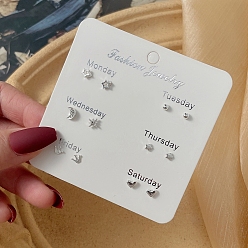 Платина 6 пары антикоррозийных изысканных комплектов серег-гвоздиков из сплава с латунной булавкой для девушек и женщин, разнообразные, платина, Размер упаковки: 75x75 mm