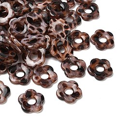 Кокосово-Коричневый Непрозрачные акриловые бусины, имитирующие леопардовый принт, цветок, два тона, кокосового коричневый, 26x27x5 мм, отверстие : 1.6 мм, 240 шт / 500 г