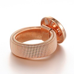 Rose Gold Adjustable Brass Finger Ring Components Snap Fastener Settings, Rose Gold, 18mm, Snap: 19mm, Half Hole: 6x4mm, fit Snap Buttons in 5~6mm Knob