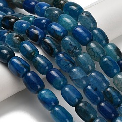 Полуночно-синий Природных вены драконов агат бисер нитей, окрашенная и подогревом, рис, темно-синий, 9.5~10.5x13.5~14 мм, отверстие : 1 мм, около 27~28 шт / нитка, 15.16'' (38.5 см) ~ 15.28'' (38.8 см)