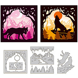 Волк Углеродистая сталь разрезает трафареты, для diy scrapbooking, Фотоальбом, декоративная бумага для тиснения, волк, 124~144x91~125x0.8 мм, 3 шт / комплект