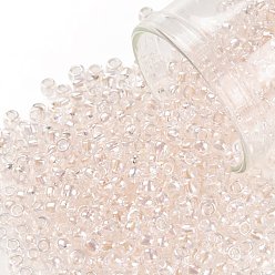 (1844) Transparent Rainbow Pink Круглые бусины toho, японский бисер, (1844) прозрачный радужно-розовый, 8/0, 3 мм, отверстие : 1 мм, Около 1110 шт / 50 г