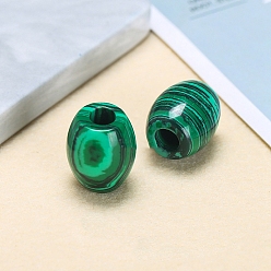 Малахит Окрашенные европейские бусины из синтетического малахита, бусины из бисера с большими отверстиями, баррель, 18x16 мм, отверстие : 6 мм