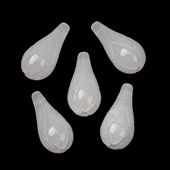 Quartz Crystal Natural Quartz Crystal Carved Pendants, Rock Crystal Flower Charms, 23x10~10.5mm, Hole: 0.9mm