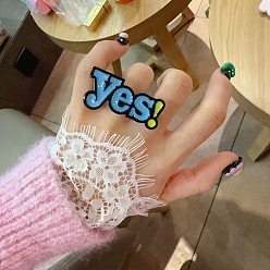 Светло-Голубой Слово да смола эмалированные кольца для женщин и девочек, Небесно-голубой, внутренний диаметр: 15~22 мм