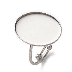 Нержавеющая Сталь Цвет Регулируемые 304 манжетные кольца из нержавеющей стали, овальные, цвет нержавеющей стали, лоток : 18x13 мм, 1 мм, внутренний диаметр: 18 мм