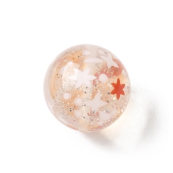 Легкий Лосось Прозрачные смоляные эмалевые бусины, раунд с фейерверком, с блестка, светлый померанцевый, 14.5x1 мм